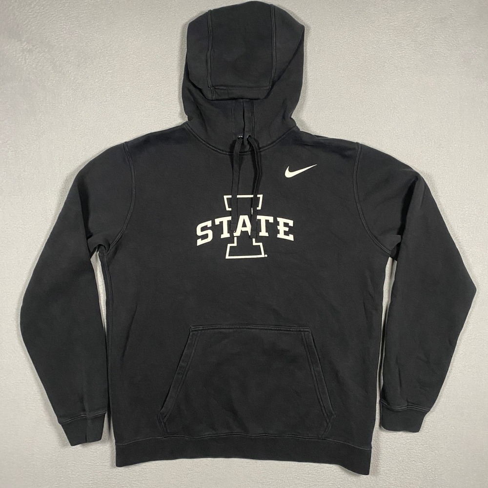 Nike Hoodie Sweatshirt Mens M Black ISU Iowa State Fleece Pullover